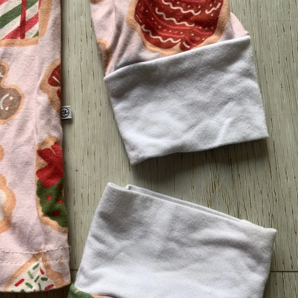Caden Lane Cookie Cuddles Pink Christmas Bamboo Pajama‎ Set - Girls Size 7/8